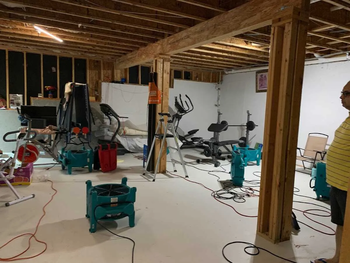 Basement drying equipment setup for Contents Cleaning & Restoration in Mapleton